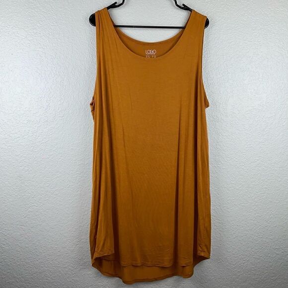 LOGO Lori Goldstein Layers Stretch Scoop Neck Sleeveless Tank Top Brown Size 2X - Picture 1 of 5